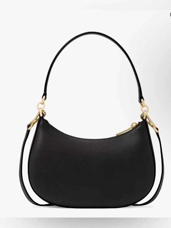 kate spade Black Saffiano Crescent Shoulder Bag w/matching card case. NWT - Picture 7 of 16